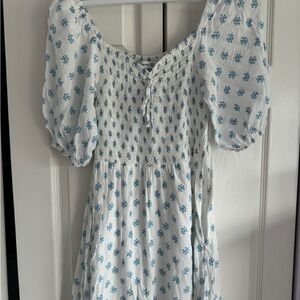 Faithfull the Brand White and Blue Floral Dress